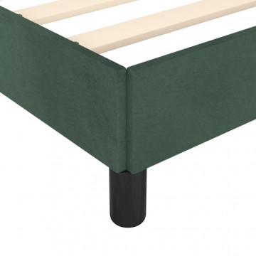 Cadru de pat cu tăblie, verde închis, 140x190 cm, catifea - Img 6