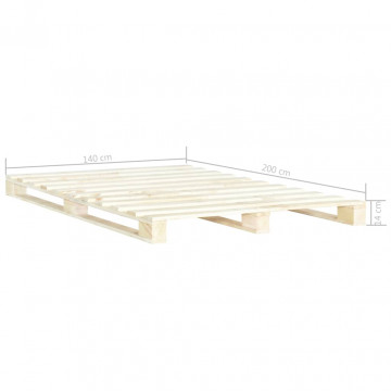 Cadru de pat din paleți, 140 x 200 cm, lemn masiv de pin - Img 5