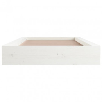 Cadru de pat dublu 4FT6, alb, 135x190 cm, lemn masiv - Img 4