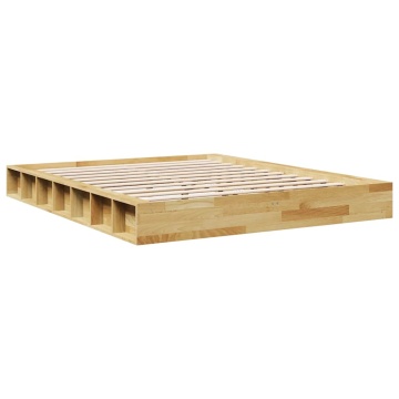 Cadru de pat fără saltea 160x200 cm din lemn masiv de stejar - Img 3