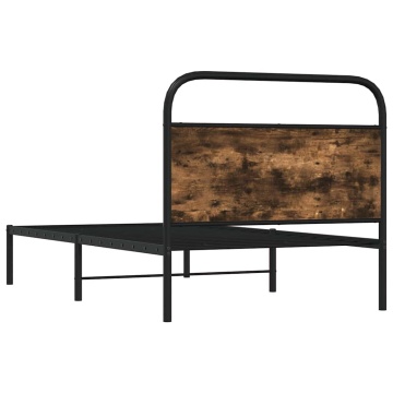 Cadru de pat fără saltea 90x190cm Stejar fumuriu lemn prelucrat - Img 6