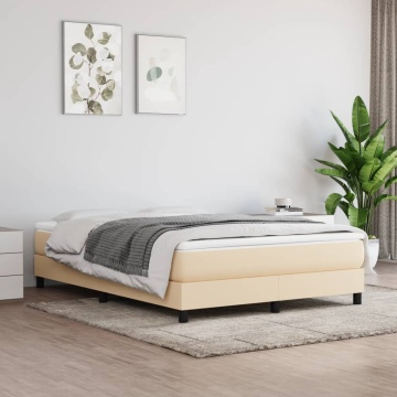 Cadru de pat fără saltea, crem, 140x200 cm, textil - Img 1