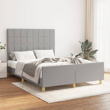 Cadru de pat fără saltea, gri deschis, 140x190 cm, textil - Img 1