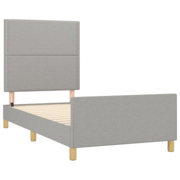 Cadru de pat fără saltea, gri deschis, 80x200 cm, textil - Img 4