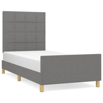 Cadru de pat fără saltea, gri închis, 90x190 cm, textil - Img 2