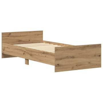 Cadru de pat fără saltea Stejar Artisan 75x190cm Lemn prelucrat - Img 4