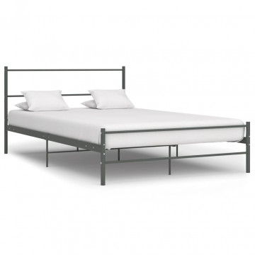 Cadru de pat, gri, 160 x 200 cm, metal - Img 1