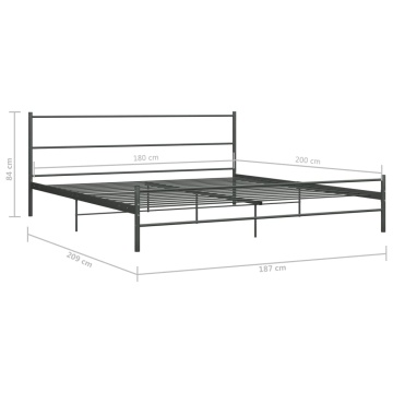 Cadru de pat, gri, 180 x 200 cm, metal - Img 6