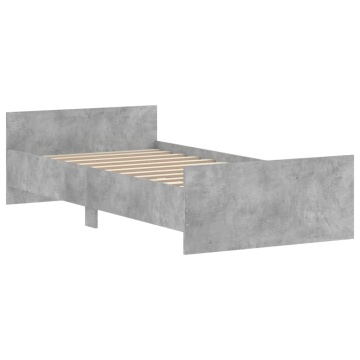 Cadru de pat, gri beton, 100x200 cm, lemn prelucrat - Img 3