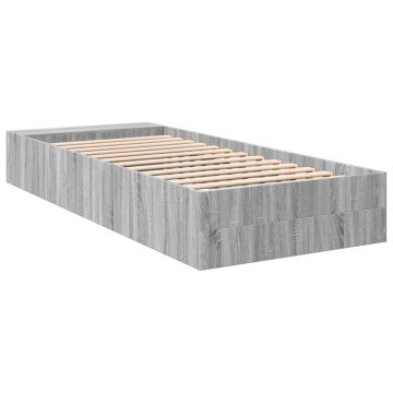 Cadru de pat, gri sonoma, 100x200 cm, lemn prelucrat - Img 5