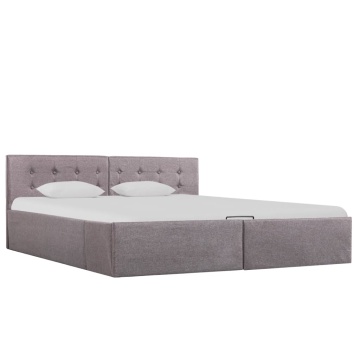 Cadru de pat hidraulic cu ladă, gri taupe, 160 x 200 cm, textil - Img 1