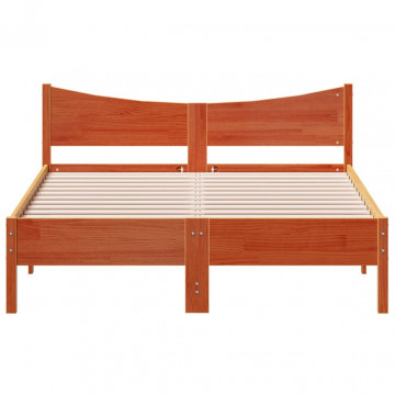 Cadru de pat, maro ceruit, 140x200 cm, lemn masiv de pin - Img 4