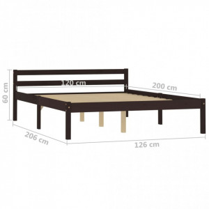 Cadru de pat, maro închis, 120 x 200 cm, lemn masiv de pin - Img 7