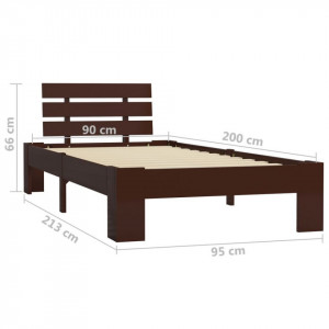 Cadru de pat, maro închis, 90 x 200 cm, lemn masiv de pin - Img 7