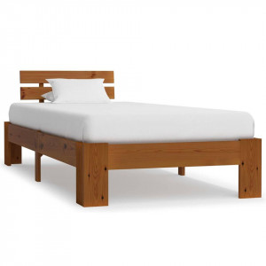 Cadru de pat, maro miere, 90 x 200 cm, lemn masiv de pin - Img 1