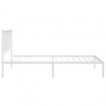 Cadru de pat metalic cu tăblie, alb, 100x190 cm - Img 5