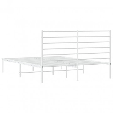 Cadru de pat metalic cu tăblie, alb, 120x190 cm - Img 7
