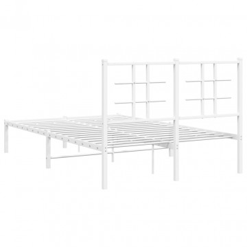Cadru de pat metalic cu tăblie, alb, 120x200 cm - Img 6