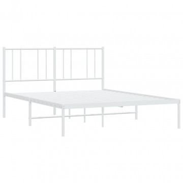 Cadru de pat metalic cu tăblie, alb, 140x200 cm - Img 8