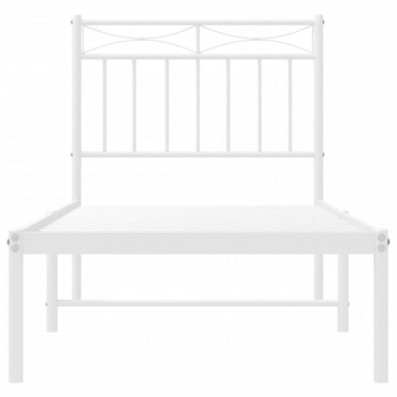Cadru de pat metalic cu tăblie, alb, 80x200 cm - Img 8