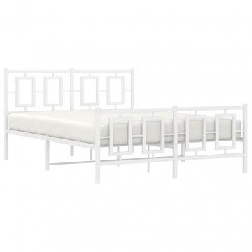 Cadru de pat metalic cu tăblie de cap/picioare, alb, 140x190 cm - Img 4