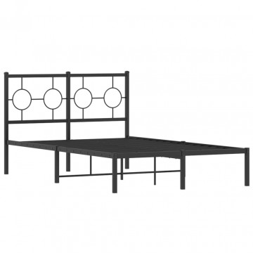 Cadru de pat metalic cu tăblie, negru, 120x190 cm - Img 2
