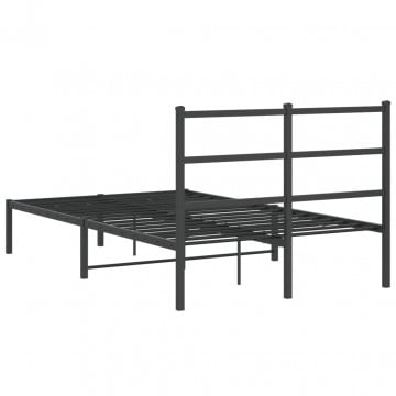 Cadru de pat metalic cu tăblie, negru, 120x200 cm - Img 6