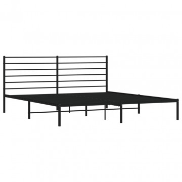 Cadru de pat metalic cu tăblie, negru, 193x203 cm - Img 8