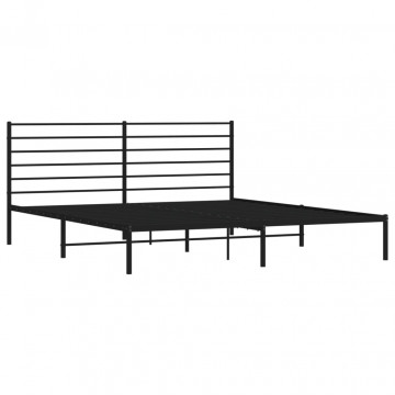 Cadru de pat metalic cu tăblie, negru, 200x200 cm - Img 8