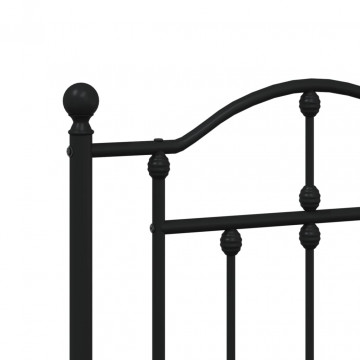Cadru de pat metalic cu tăblie, negru, 200x200 cm - Img 7