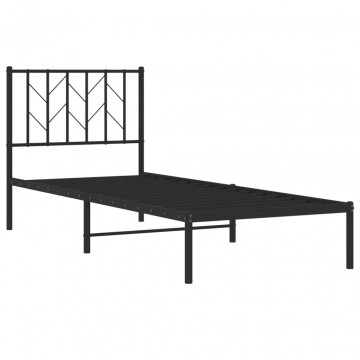 Cadru de pat metalic cu tăblie, negru, 80x200 cm - Img 4