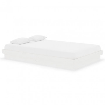 Cadru de pat mic dublu 4FT, alb, 120x190 cm, lemn masiv - Img 2