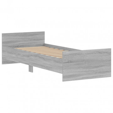 Cadru de pat mic single sonoma gri 75x190 cm lemn prelucrat - Img 3