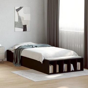 Cadru de pat, negru, 100x200 cm, lemn prelucrat - Img 3