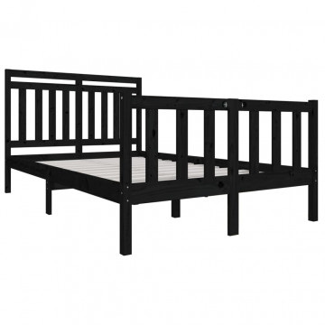 Cadru de pat, negru, 140x200 cm, lemn masiv - Img 3
