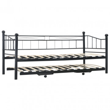 Cadru de pat, negru, 180x200/90x200 cm, oțel - Img 3