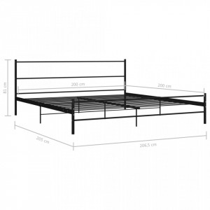 Cadru de pat, negru, 200 x 200 cm, metal - Img 6