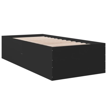 Cadru de pat, negru, 75x190 cm, lemn prelucrat - Img 2