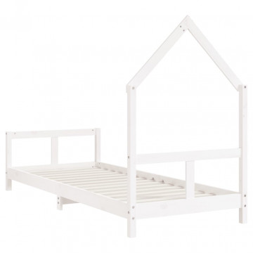 Cadru de pat pentru copii, alb, 80x200 cm, lemn masiv de pin - Img 5