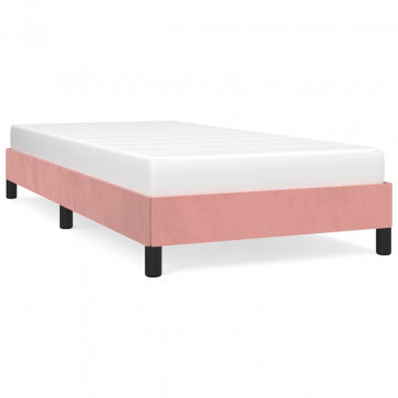 Cadru de pat, roz, 100x200 cm, catifea - Img 2