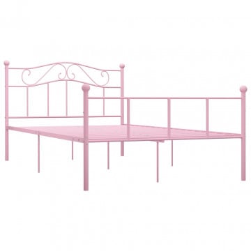 Cadru de pat, roz, 160 x 200 cm, metal - Img 2