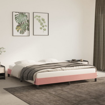Cadru de pat, roz, 180x200 cm, catifea - Img 1