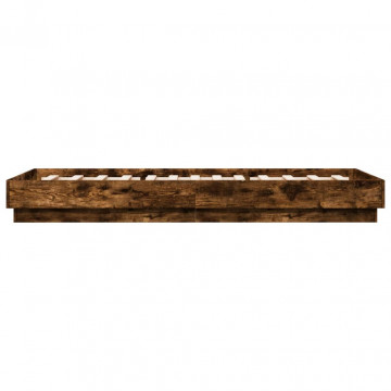 Cadru de pat, stejar fumuriu, 90x200 cm, lemn prelucrat - Img 8