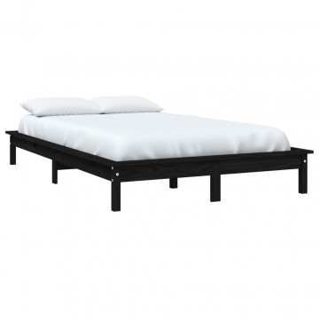 Cadru de pat Super King 6FT, 180x200 cm, negru, lemn masiv - Img 3