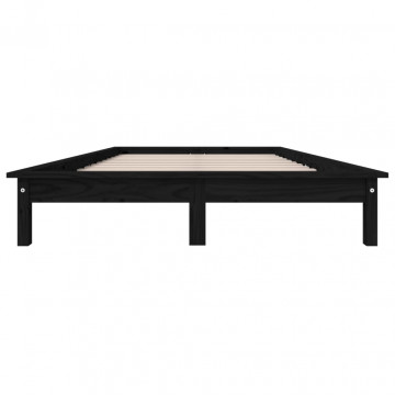 Cadru de pat Super King 6FT, 180x200 cm, negru, lemn masiv - Img 8
