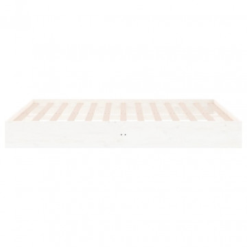 Cadru de pat Super King, alb, 180x200 cm, lemn masiv - Img 5