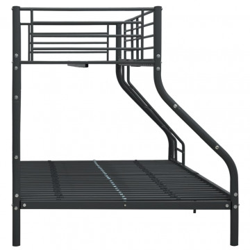 Cadru de pat supraetajat, negru, 140 x 200/90 x 200 cm, metal - Img 3