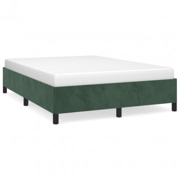 Cadru de pat, verde închis, 140x190 cm, catifea - Img 2