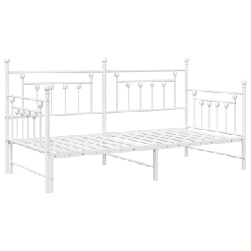 Cadru de pat zi cu somier alb 90x190 cm din oțel - Img 3