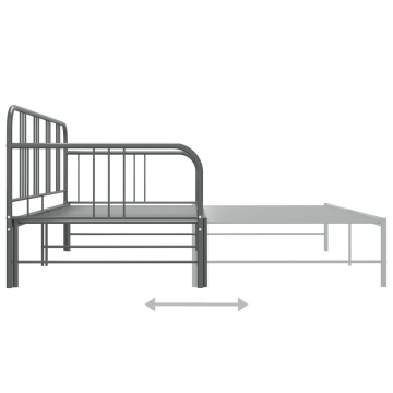 Cadru pat canapea extensibilă, gri, 90 x 200 cm, metal - Img 6